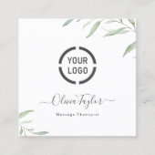 シンプル水彩緑化マッサージセラピスト スクエア名刺 (正面)
