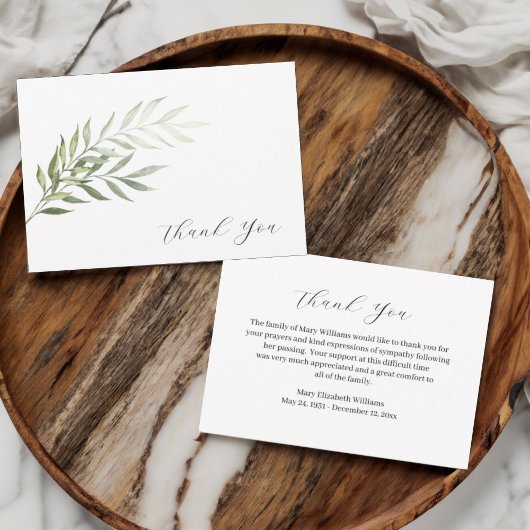 シンプル水彩緑化葬儀サンキューカード サンキューカード