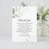 シンプル水彩緑化葬儀サンキューカード サンキューカード (スタンド正面)