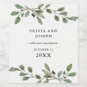 シンプル水彩緑 | 結婚s ワインラベル (シングルラベル)