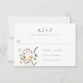 シンプル水彩繊細な押し花結婚の 出欠カード (正面)