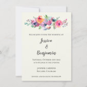 シンプル水彩花エレガモダンントウェディング 招待状 (正面)