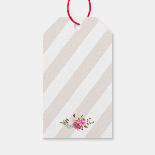 シンプル水彩花束ブライダルシャワー有難う ギフトタグ (裏面)