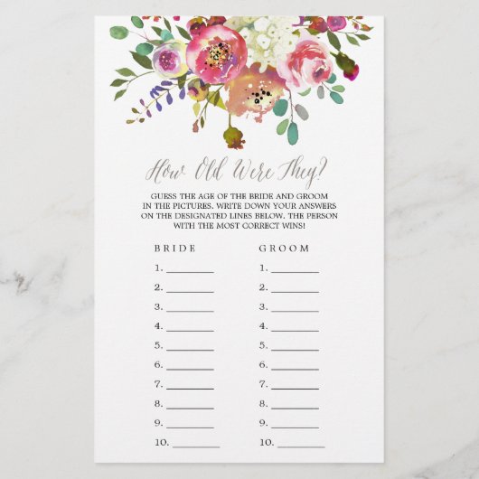 シンプル水彩花束彼らは何歳だった (裏面)