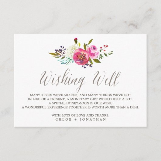 シンプル水彩花束結婚の願い井戸 エンクロージャーカード (正面)