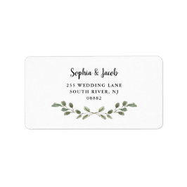 シンプル水彩葉と手書きスクリプト ラベル