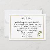 シンプル水彩葉と枝記念碑 サンキューカード (正面)