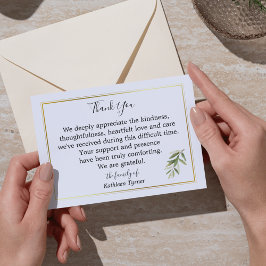 シンプル水彩葉と枝記念碑 サンキューカード