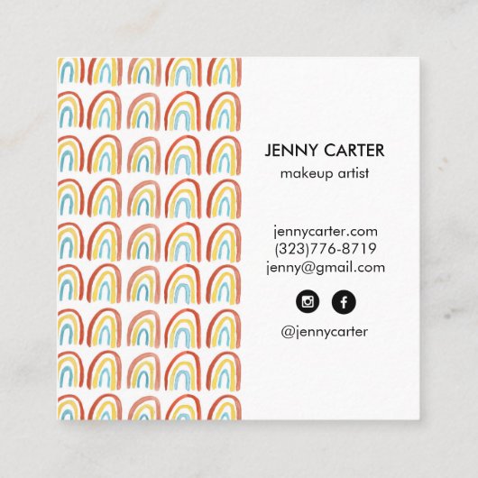 シンプル水彩虹パターカッコいいン スクエア名刺