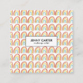 シンプル水彩虹パターカッコいいン スクエア名刺 (正面)