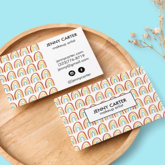 シンプル水彩虹パターカッコいいン 名刺
