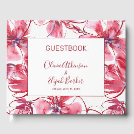 シンプル水彩赤い花 ゲストブック
