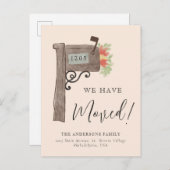 シンプル水彩郵便箱ニューホームムービングクリーム 案内ポストカード (正面/裏面)