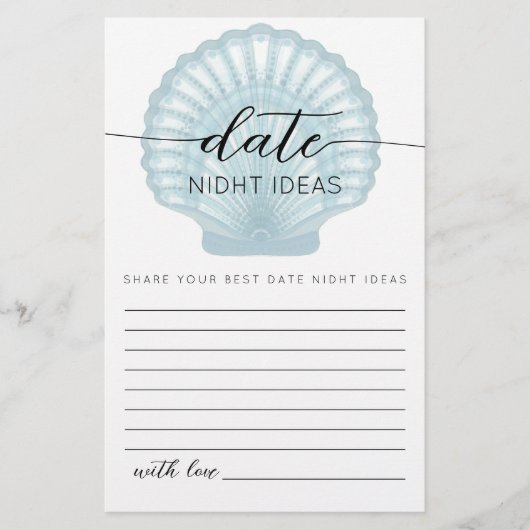 シンプル水彩青いシェル日付Nidhtアイディア (正面)