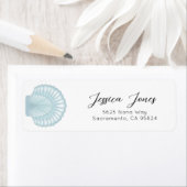 シンプル水彩青シェル差出人住所 ラベル (インサイチュ)
