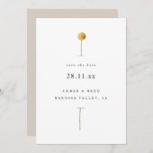 シンプル水彩黄色フローラステムミニマリスト セーブザデート (正面/裏面)