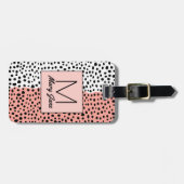 シンプル水玉模様オンピーチホワイトモノグラム ラゲッジタグ (正面横)