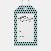 シンプル水玉模様チックホワイトティール（緑がかった色）オンシーフオム ギフトタグ (正面)