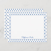 シンプル水玉模様ブルーシパーソナライズされたン縁ど ノートカード (正面/裏面)