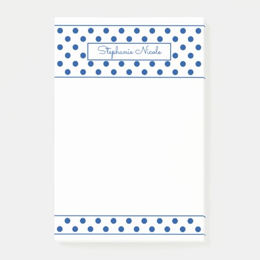 シンプル水玉模様ブルーパーソナライズされたシン縁ど ポストイット (正面)