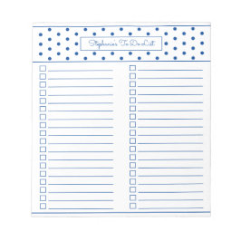シンプル水玉模様ブルー2列タスクリスト ノートパッド