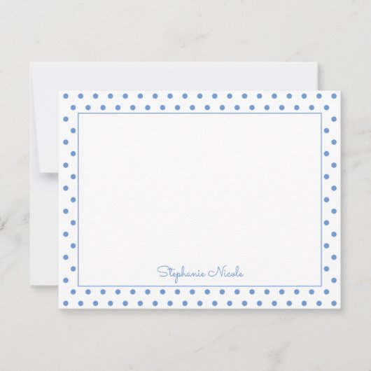 シンプル水玉模様ライトブルーパーソナライズされた ノートカード (正面)