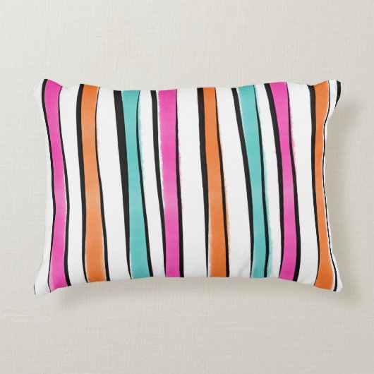 シンプル水色のストライプパターン アクセントクッション (正面)