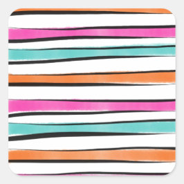 シンプル水色のストライプパターン スクエアシール