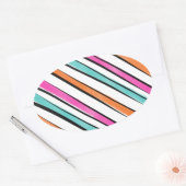 シンプル水色のストライプパターン 楕円形シール (封筒)