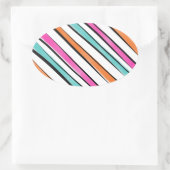 シンプル水色のストライプパターン 楕円形シール (バッグ)