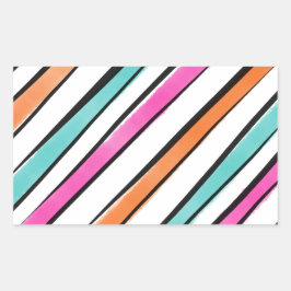 シンプル水色のストライプパターン 長方形シール