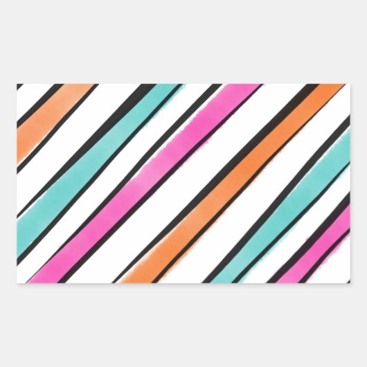 シンプル水色のストライプパターン 長方形シール (正面)