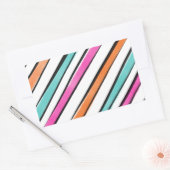 シンプル水色のストライプパターン 長方形シール (封筒)