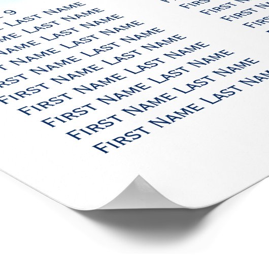 シンプル水色の結婚座席表 ポスター (角)