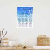 シンプル水色の結婚座席表 ポスター (キッチン)