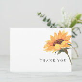 シンプル水色ひまわり茎葬式 サンキューカード (スタンド正面)