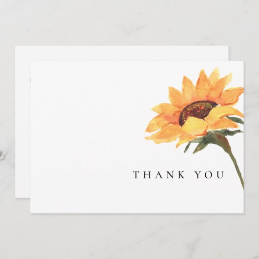 シンプル水色ひまわり茎葬式 サンキューカード (正面/裏面)