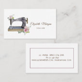 シンプル水色フローラ裁縫機 名刺 (正面/裏面)