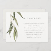 シンプル水色ユーカリ植物学結婚校 サンキューカード (正面/裏面)