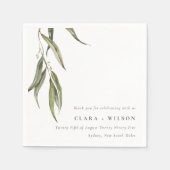 シンプル水色ユーカリ植物学結婚校 スタンダードカクテルナプキン (正面)