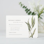 シンプル水色ユーカリ植物学結婚校 出欠カード (スタンド正面)