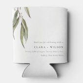 シンプル水色ユーカリ植物学結婚校 缶クーラー (裏面)