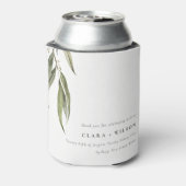 シンプル水色ユーカリ植物学結婚校 缶クーラー (缶裏面)