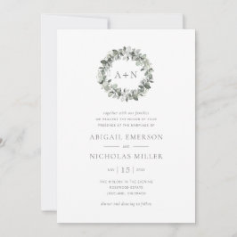 シンプル水色ユーカリ結婚ス 招待状