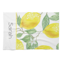 シンプル水色レモン葉モノグラムの