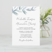 シンプル水葉色エレガント結婚クラシック 招待状 (スタンド正面)