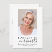 シンプル永遠に私たちのハートフォト悔やみや弔慰 サンキューカード (正面/裏面)