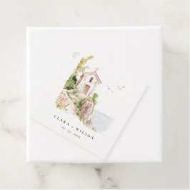 シンプル沿岸カトリック水彩教会結婚 フェイバータグ