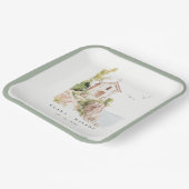 シンプル沿岸カトリック水彩教会結婚 ペーパープレート (傾斜あり)