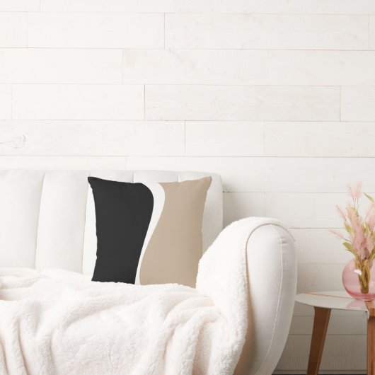 シンプル波2 – トープ、白黒 クッション (ソファ)